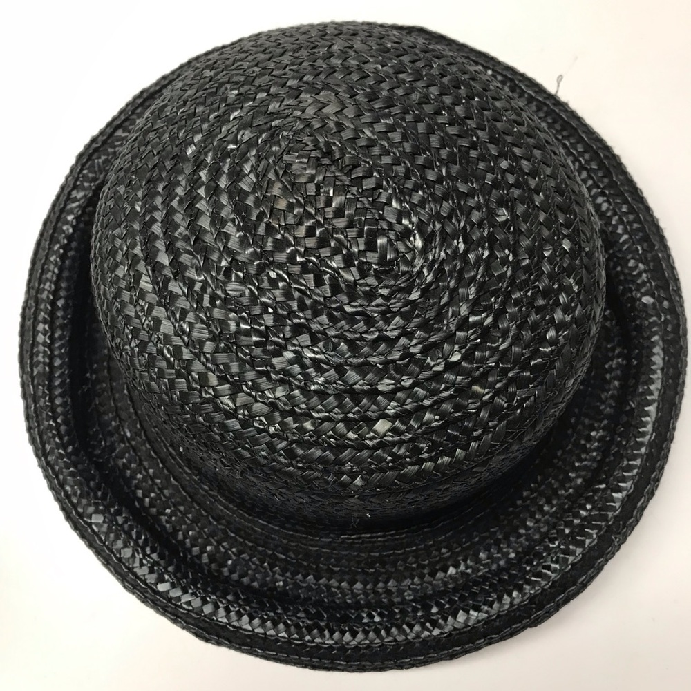 Vintage Black Braided Straw Women's Hat - Picture 2 of 4